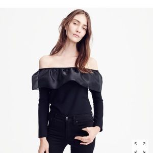 < J. Crew > Ruffle Organza shoulder off top